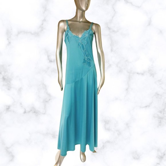 Vintage Shadowline Small Green Fit Flare Nightgown - Picture 1 of 6